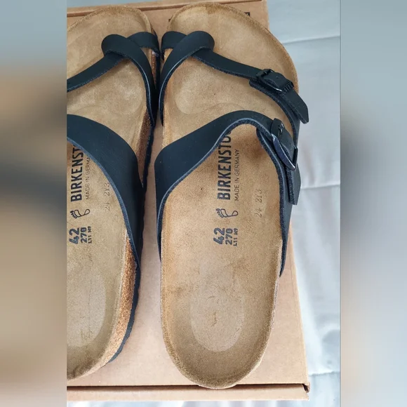 Birkenstock Black Leather Sandals Women Size 11 (EU 42) Or Men's Size 9 NWT - Picture 11 of 16